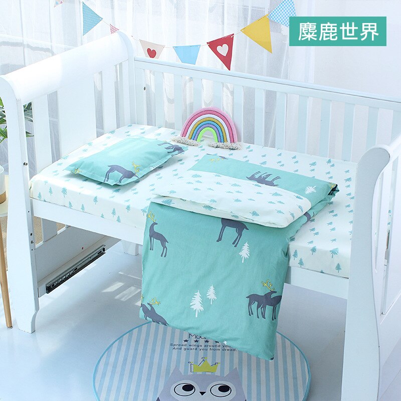 3Pcs Set Baby Cot Beddings Cotton Print Sheet Duvet Cover Case Pillow Case Kids Bed Linens Children Room Things Customize Size