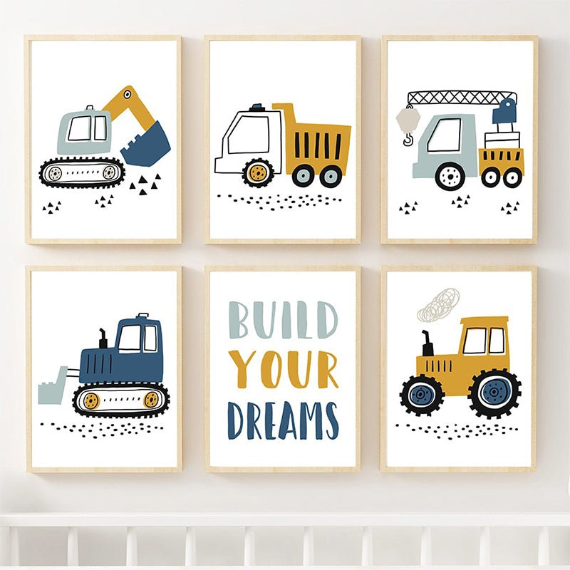 Affiche enfant engin de chantier - 21x30 cm