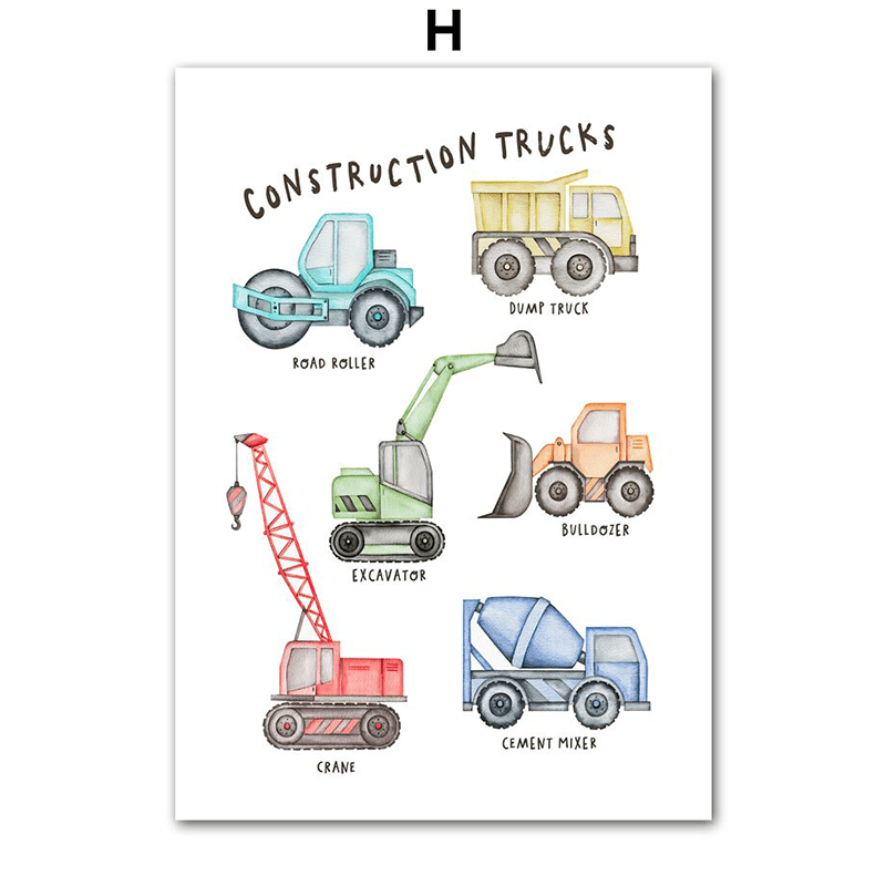 Affiche engin de chantier enfant - H
