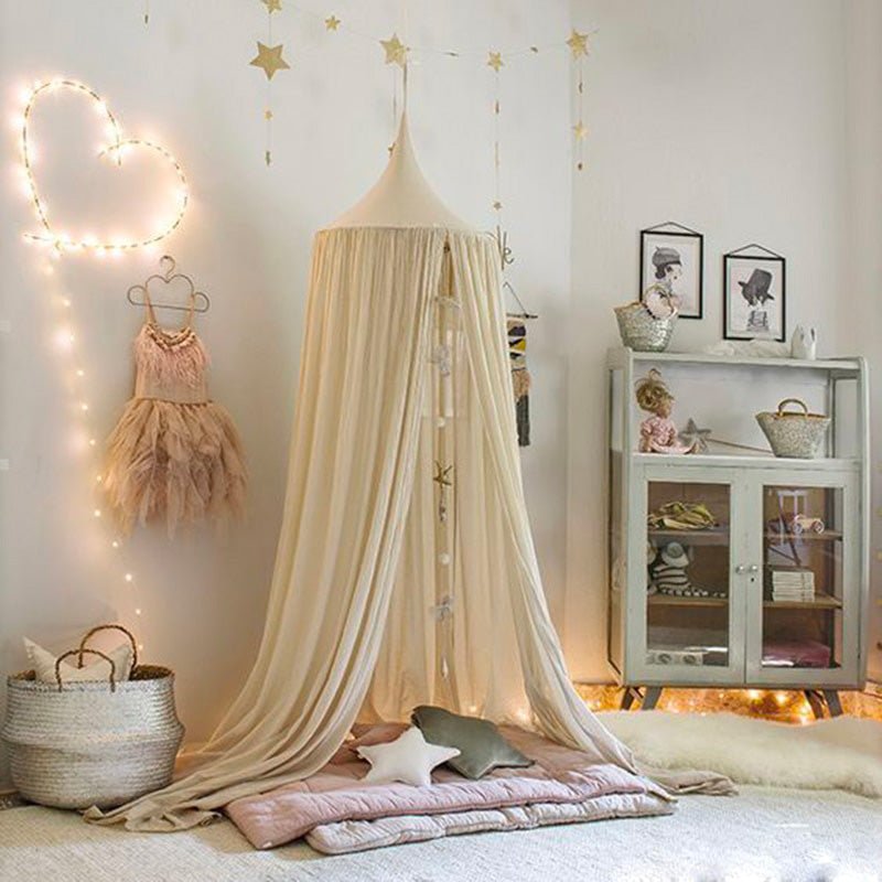 Ciel de lit bébé beige -