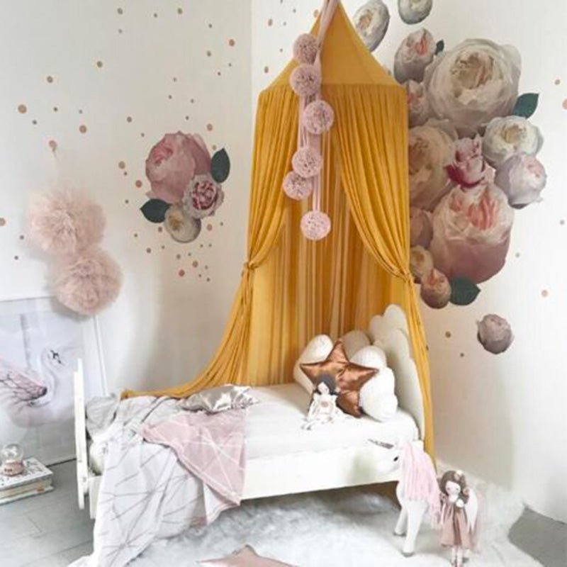 Ciel de lit jaune moutarde -