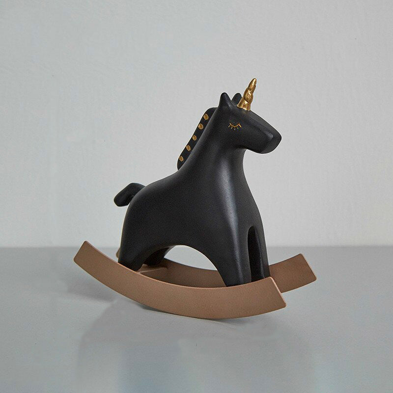 Déco cheval à bascule - Noir petit