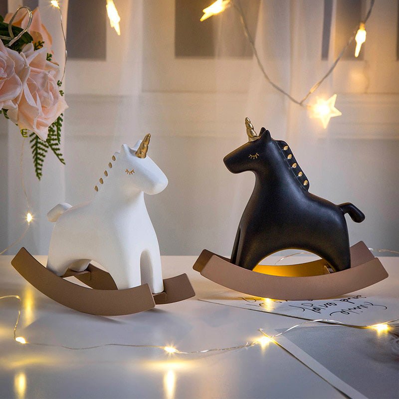 Déco cheval à bascule - Noir grand