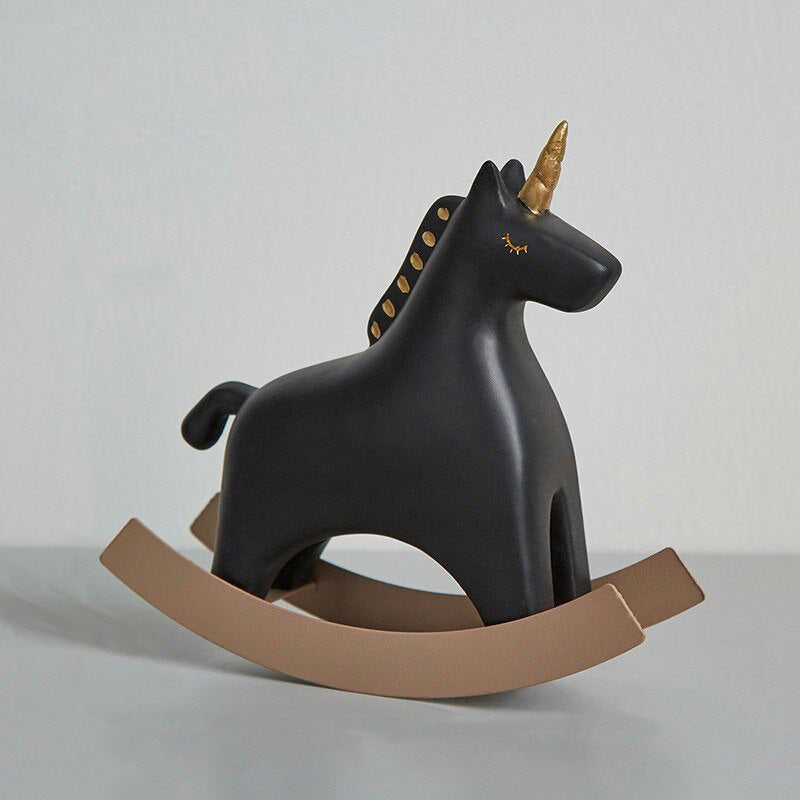 Déco cheval à bascule - Noir grand