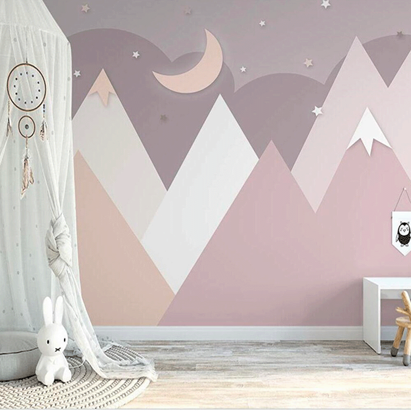 Papier Peint Rose Motif Montagnes