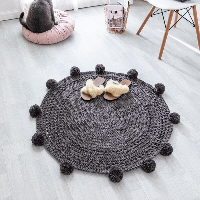 Tapis rond chambre enfant - Noir