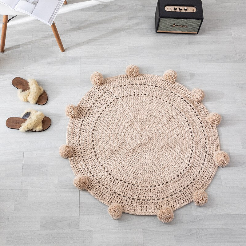 Tapis rond chambre enfant - Beige