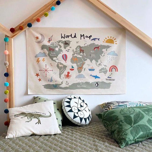 Toile enfant carte du monde -