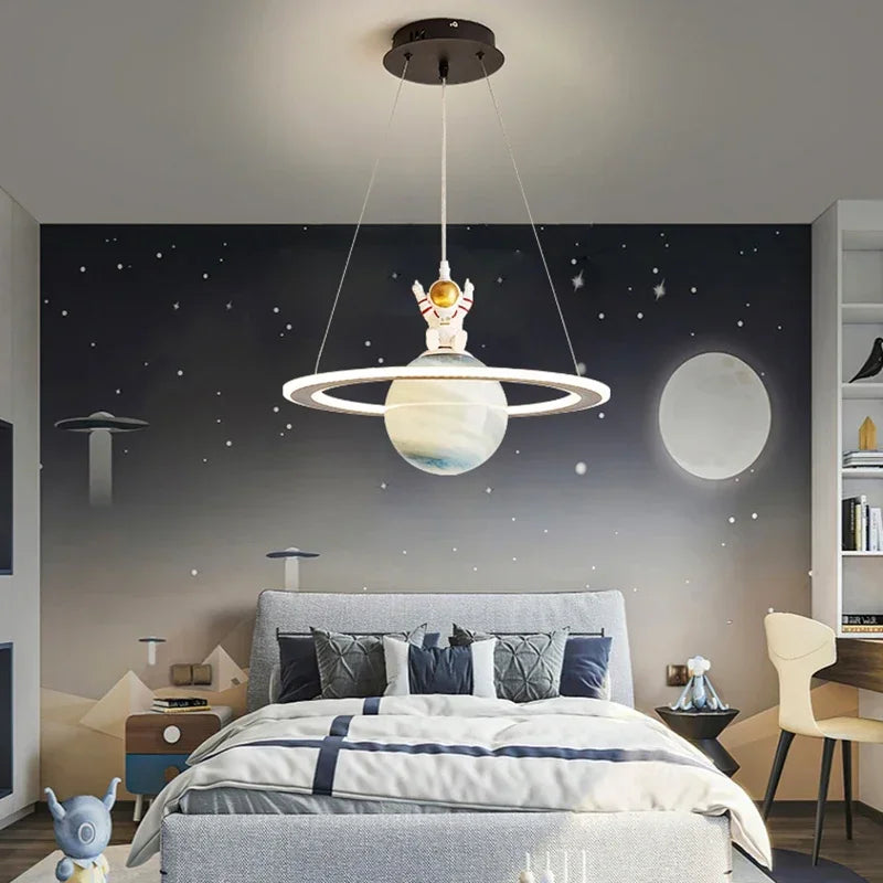 Lustre Planète pour Chambre Enfant - Éclairage Thème Spatial